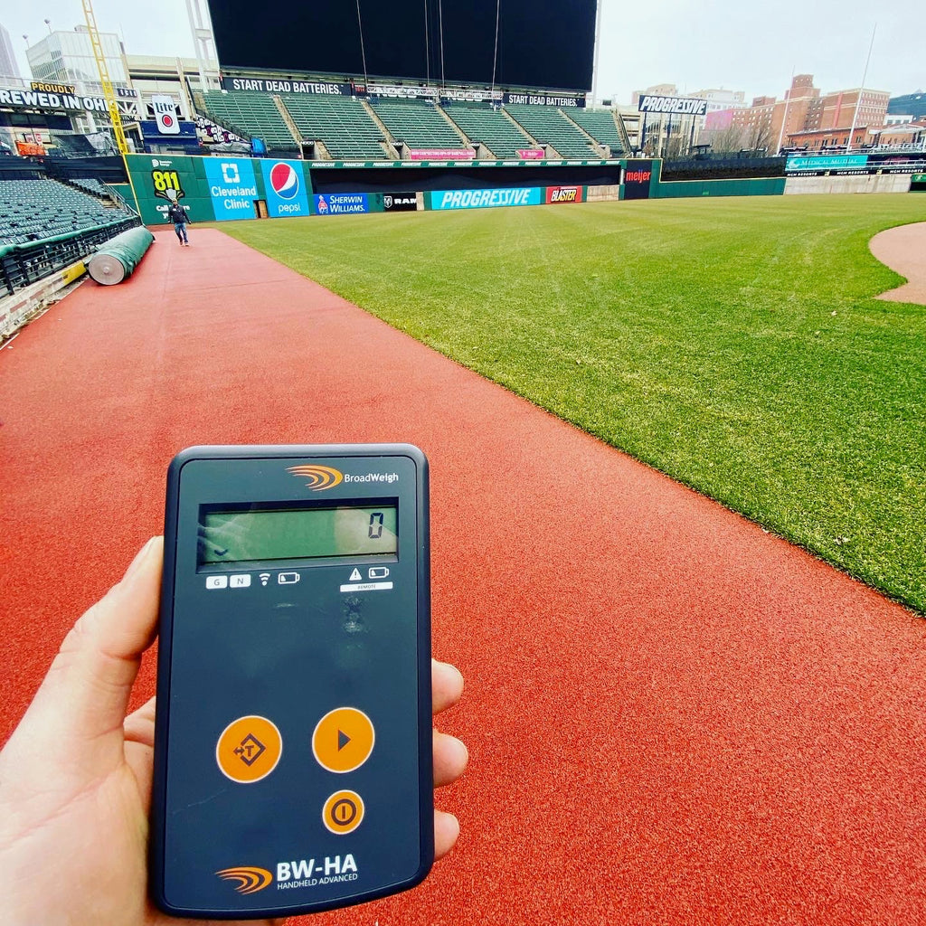 Broadweigh Wireless Handheld Display in baseball stadium rigging
