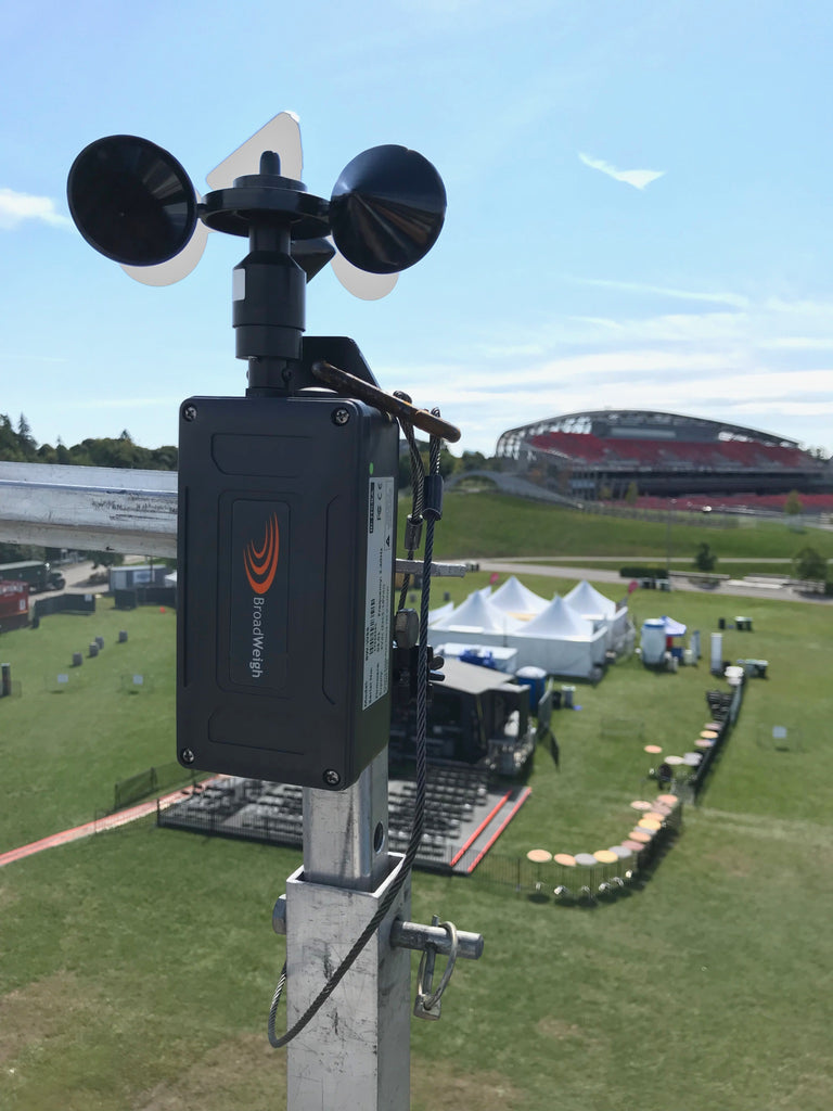 Broadweigh Wireless Wind Speed Sensor in outdoor festival